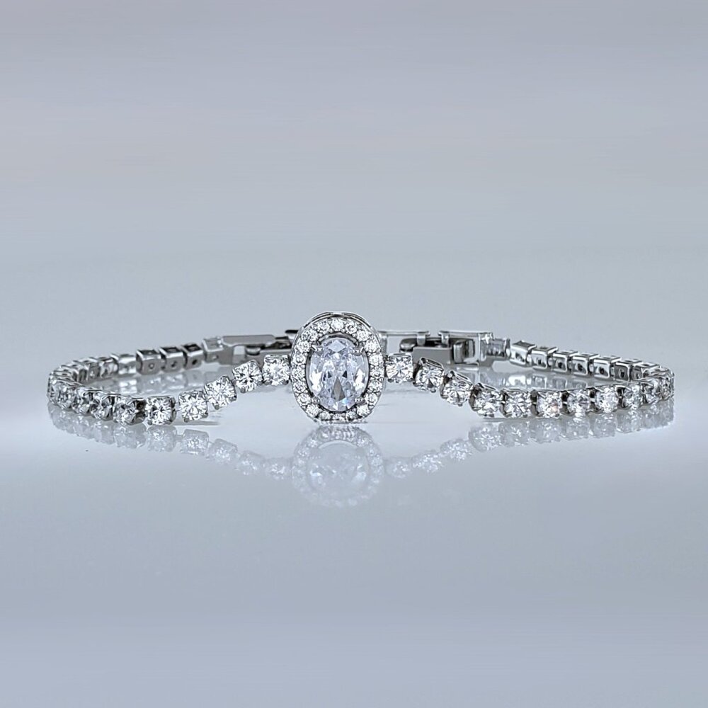 Solid 925 Silver Womens 2ct Oval Diamond Tennis Bracelet Jewelry 7" Jewelry New